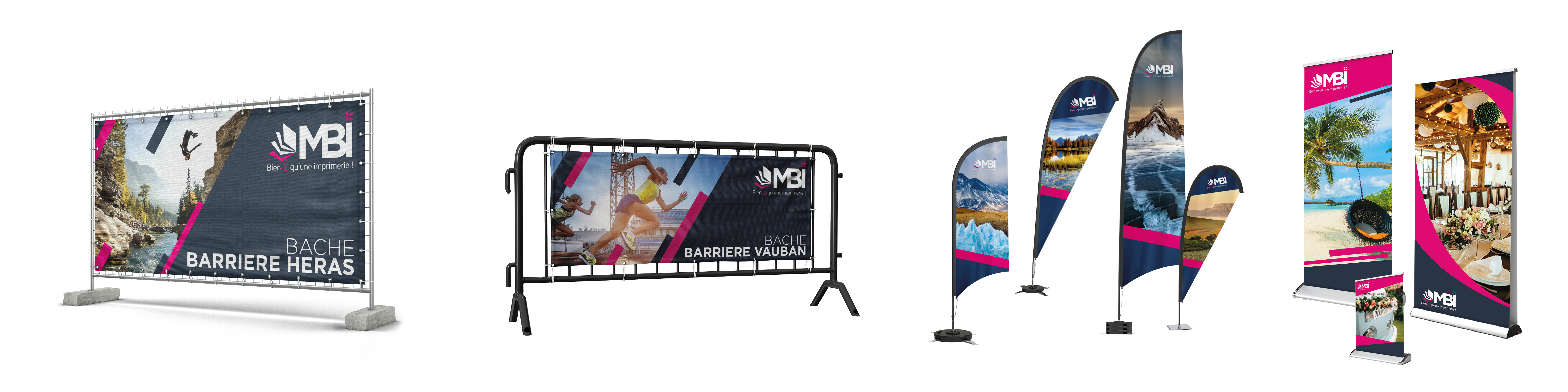 Personnalisation banderoles heras | Marque distinctive forte